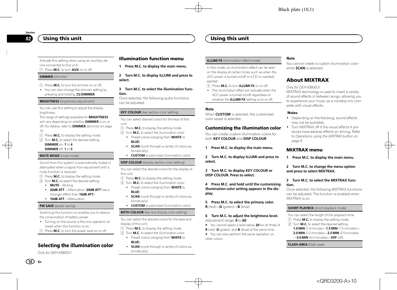 Selecting the illumination color, About mixtrax, Using this unit | Pioneer DEH-2600UI User Manual | Page 10 / 148