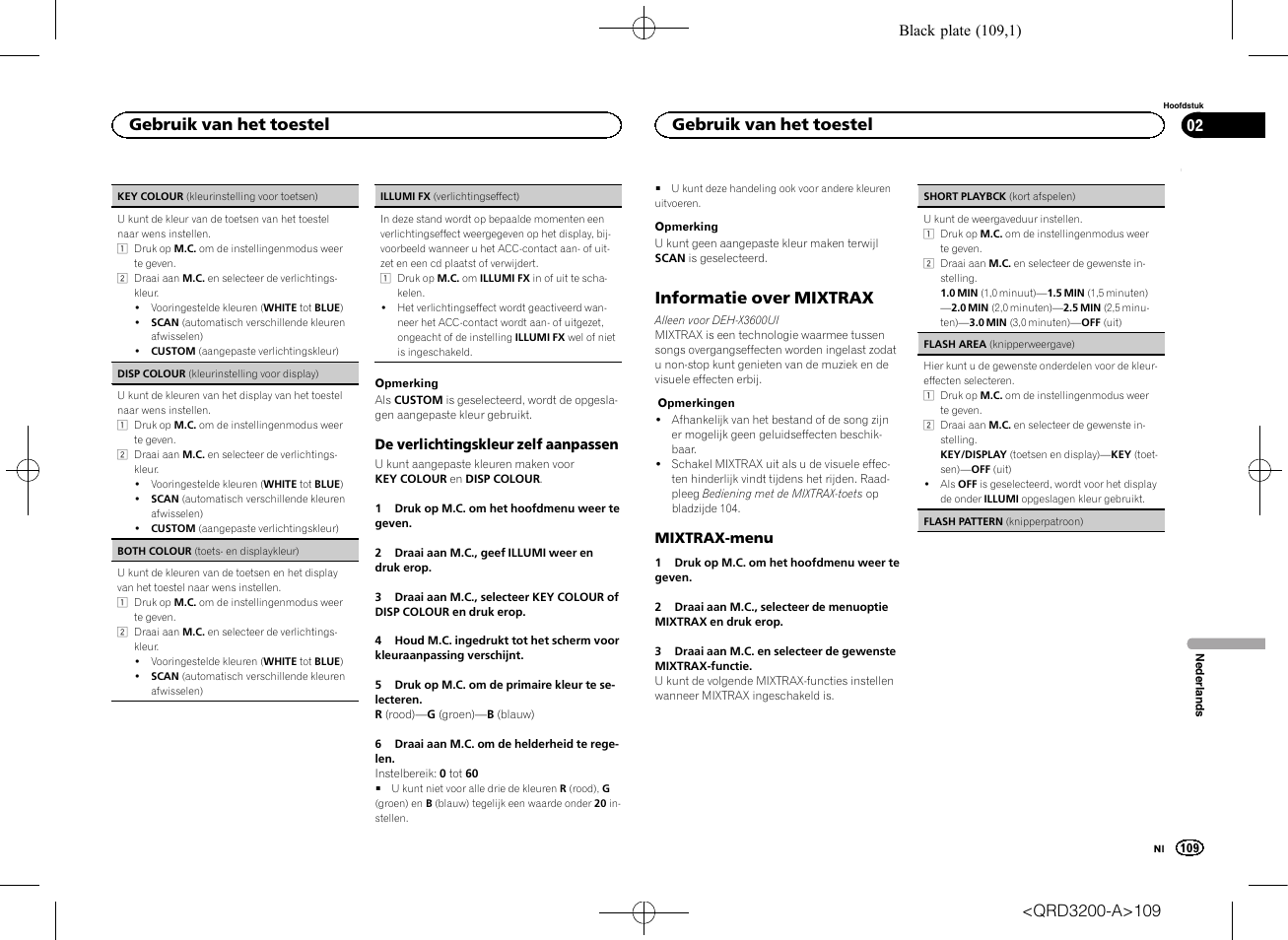 Informatie over mixtrax, Gebruik van het toestel | Pioneer DEH-2600UI User Manual | Page 109 / 148