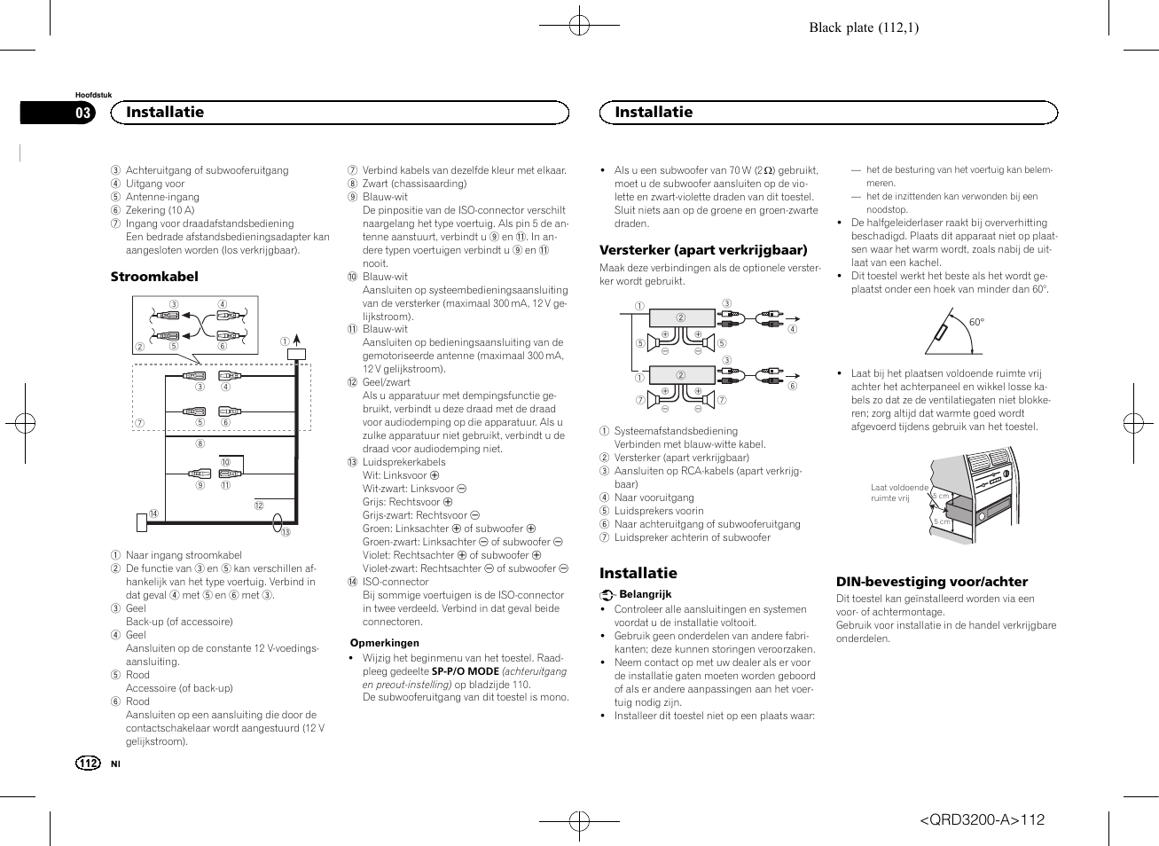 Installatie | Pioneer DEH-2600UI User Manual | Page 112 / 148