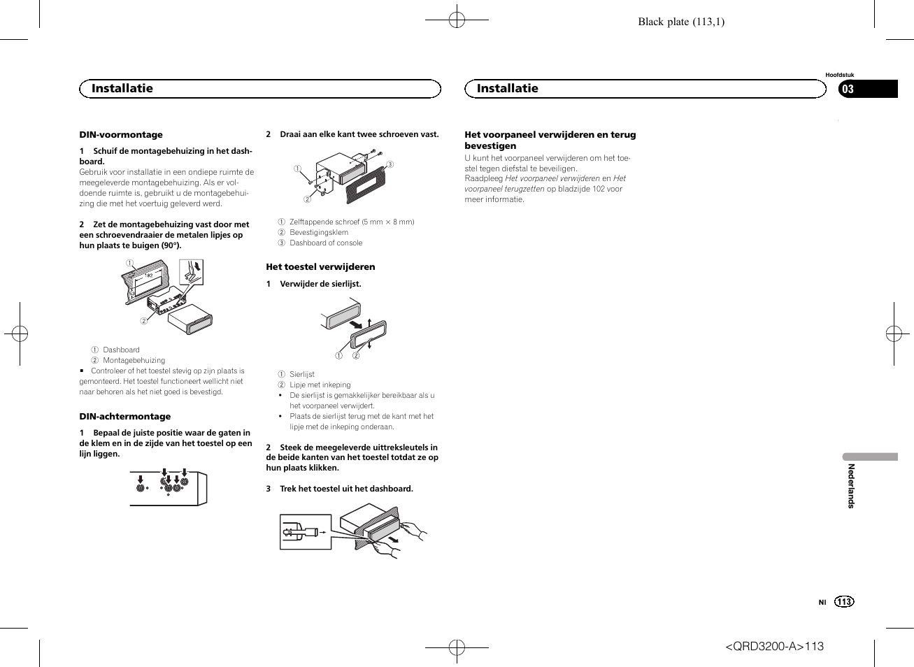 Installatie | Pioneer DEH-2600UI User Manual | Page 113 / 148
