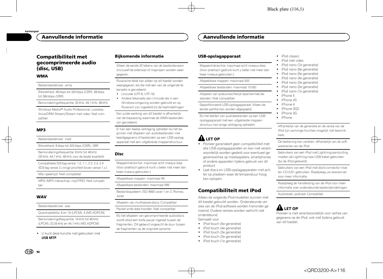 Compatibiliteit met ipod, Aanvullende informatie | Pioneer DEH-2600UI User Manual | Page 116 / 148