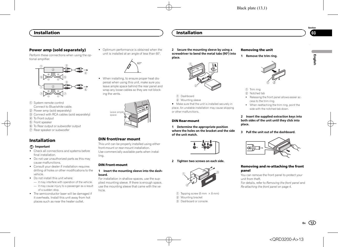 Installation | Pioneer DEH-2600UI User Manual | Page 13 / 148