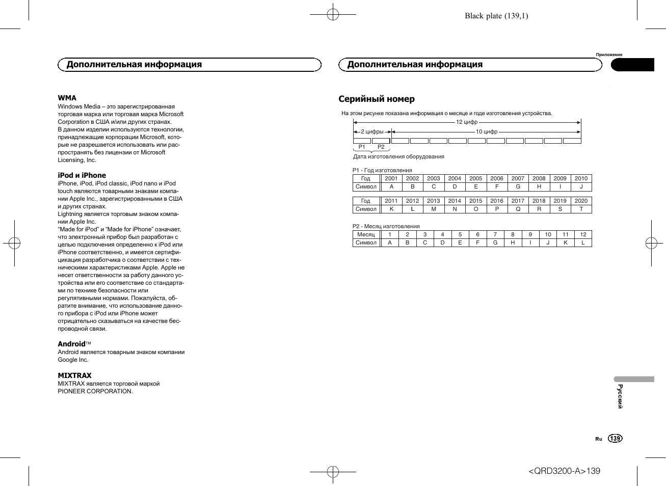 Серийный номер, Дополнительная информация | Pioneer DEH-2600UI User Manual | Page 139 / 148