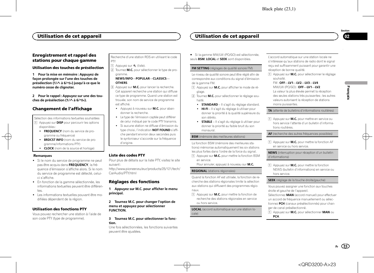 Seek (réglage de la touche droite, Gauche), Af (recherche des autres fréquences | Possibles), Utilisation de cet appareil | Pioneer DEH-2600UI User Manual | Page 23 / 148