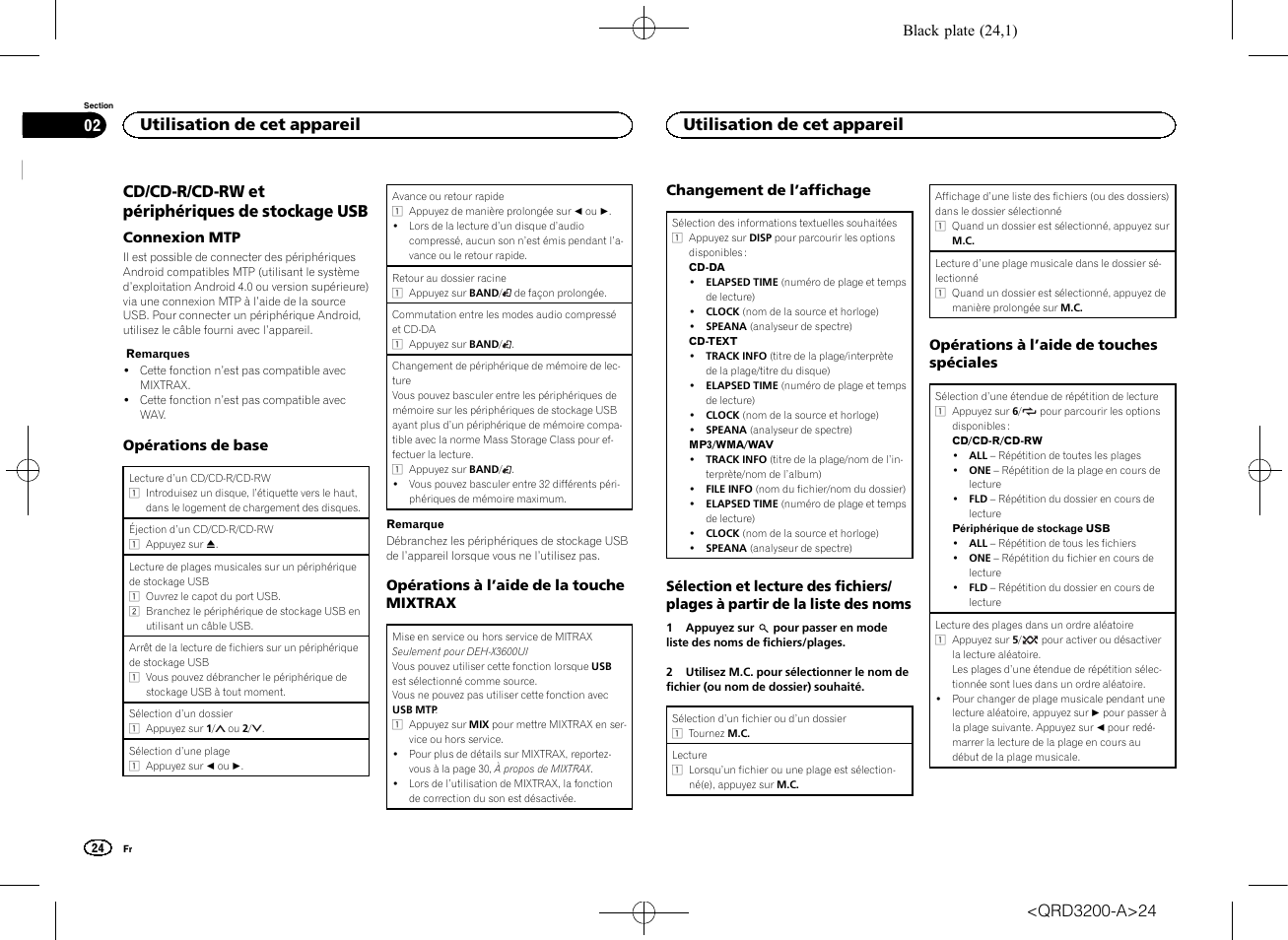 Cd/cd-r/cd-rw et périphériques de stockage usb, Utilisation de cet appareil | Pioneer DEH-2600UI User Manual | Page 24 / 148