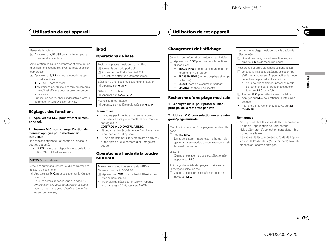Ipod, Utilisation de cet appareil | Pioneer DEH-2600UI User Manual | Page 25 / 148