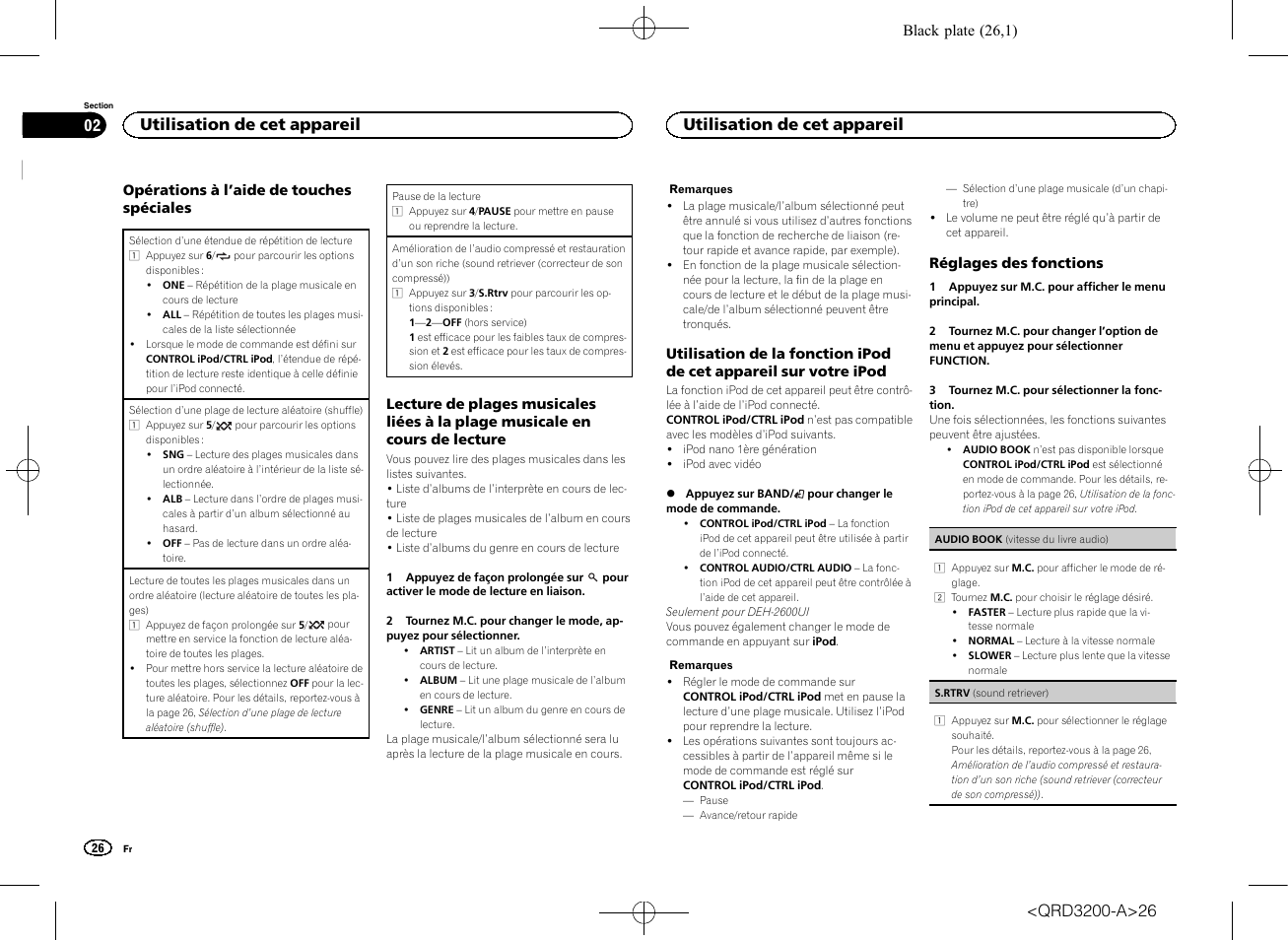 Utilisation de cet appareil | Pioneer DEH-2600UI User Manual | Page 26 / 148