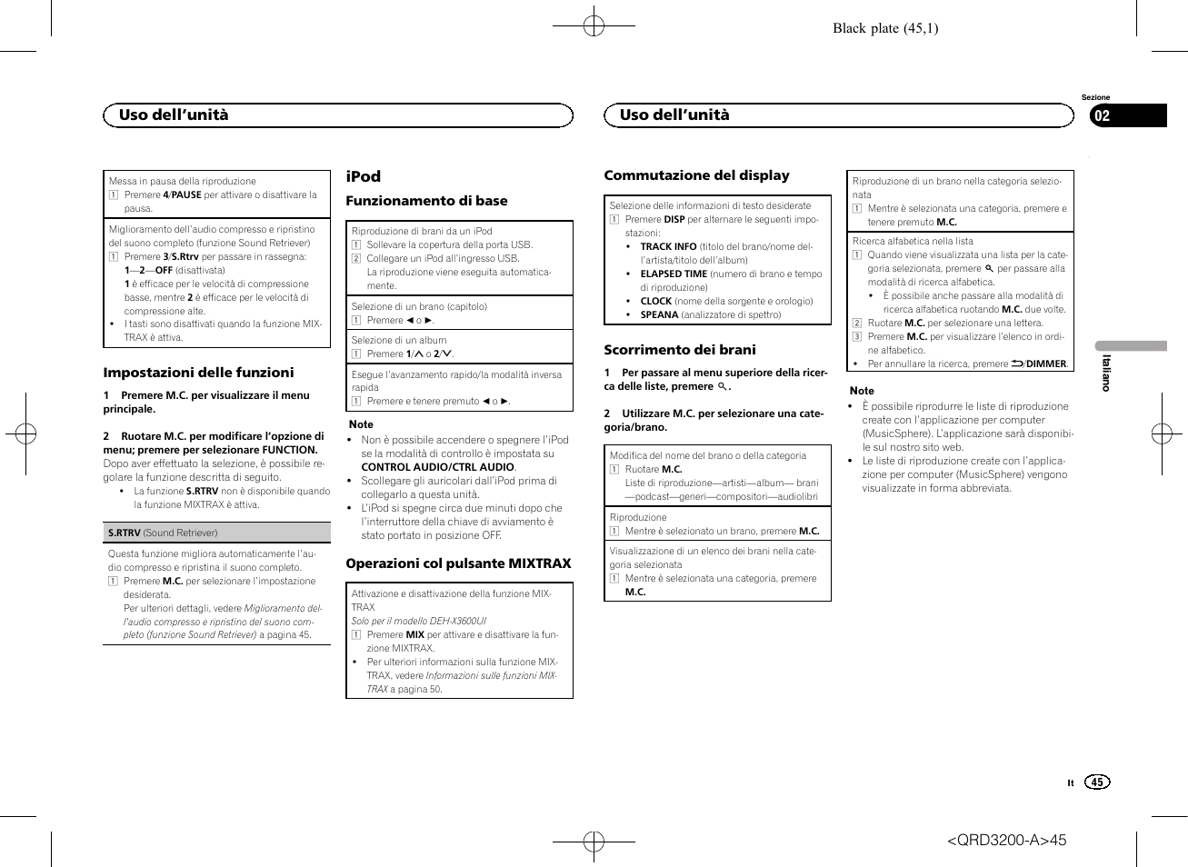 Ipod, Uso dell ’unità | Pioneer DEH-2600UI User Manual | Page 45 / 148