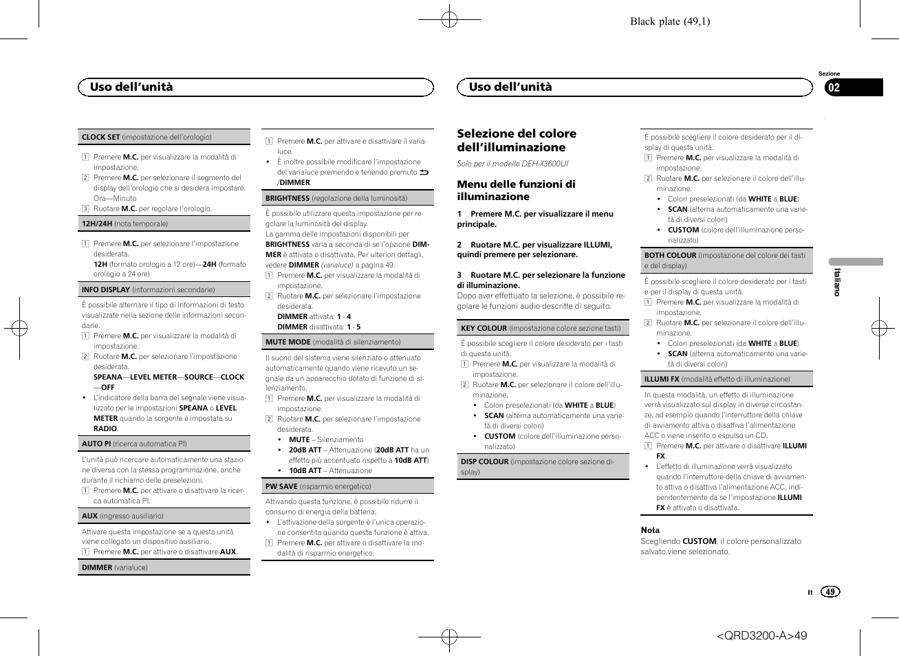 Selezione del colore dell ’illuminazione, Uso dell ’unità | Pioneer DEH-2600UI User Manual | Page 49 / 148