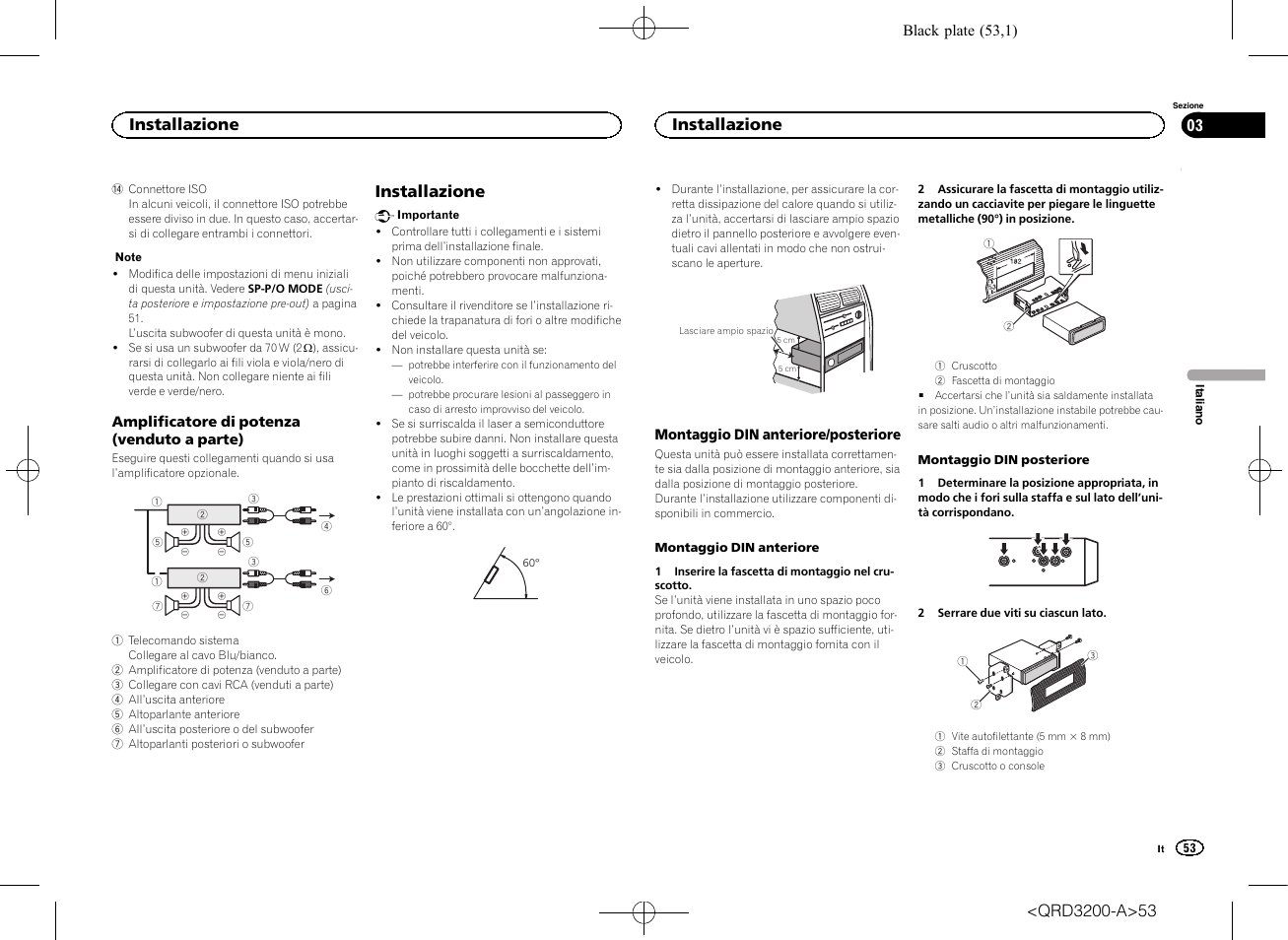 Installazione | Pioneer DEH-2600UI User Manual | Page 53 / 148