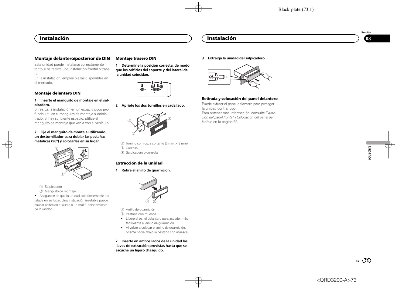 Instalación | Pioneer DEH-2600UI User Manual | Page 73 / 148