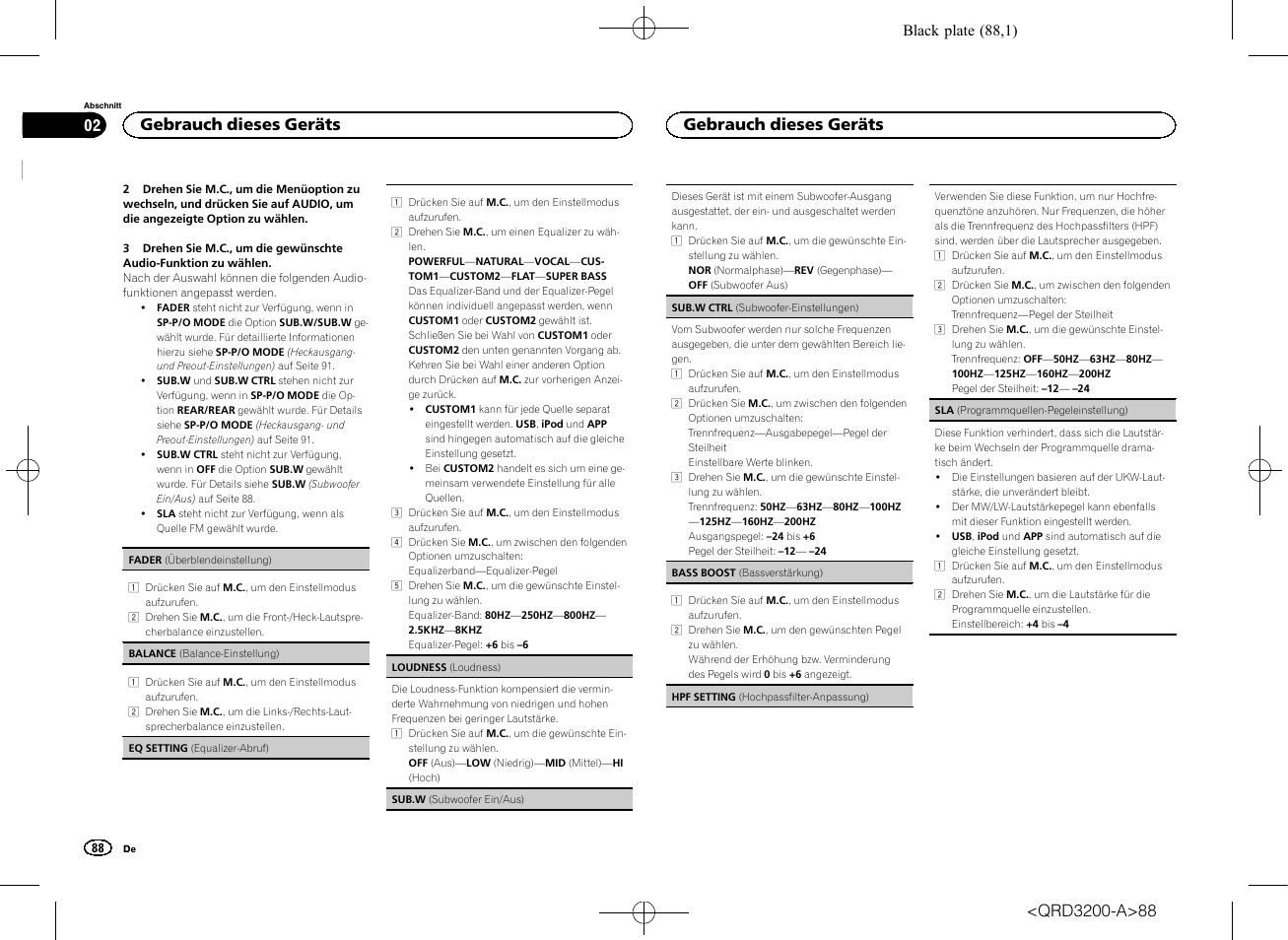 Gebrauch dieses geräts | Pioneer DEH-2600UI User Manual | Page 88 / 148