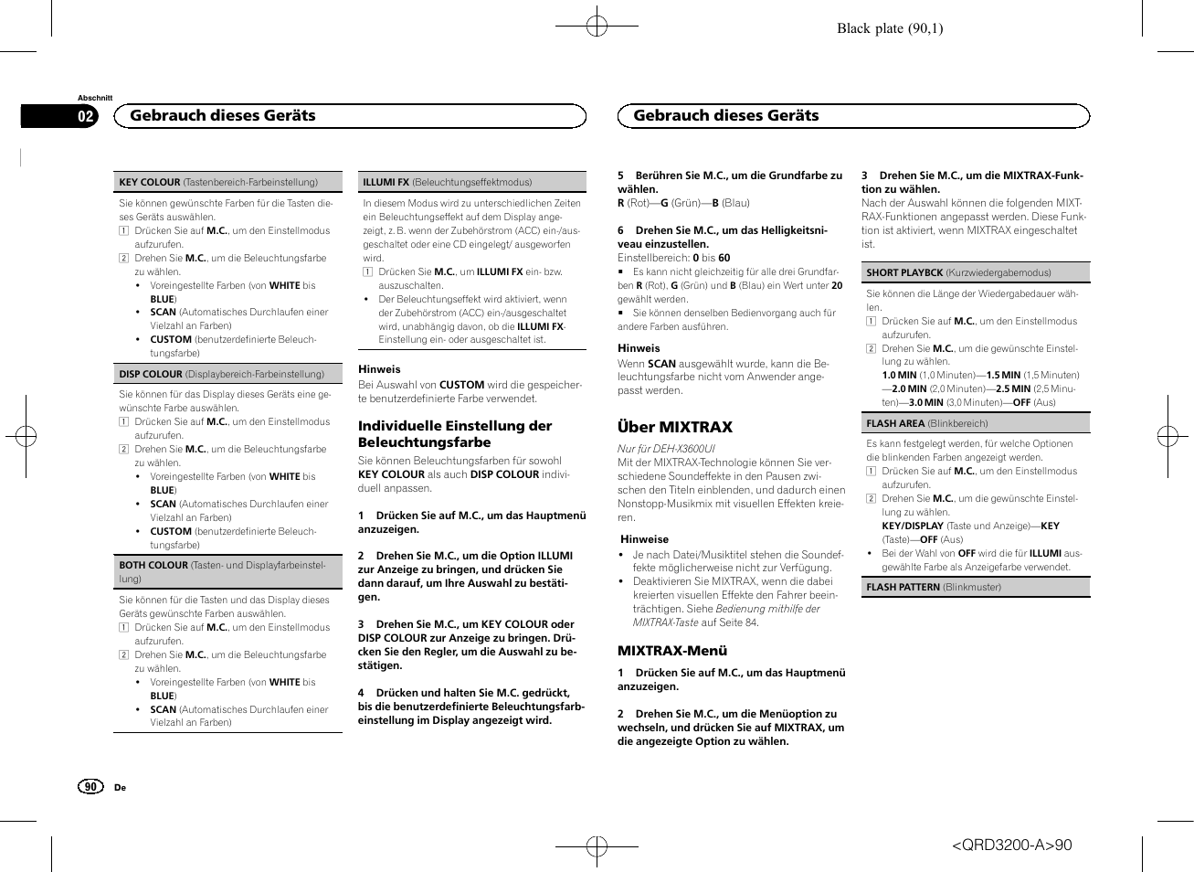 Über mixtrax, Gebrauch dieses geräts | Pioneer DEH-2600UI User Manual | Page 90 / 148