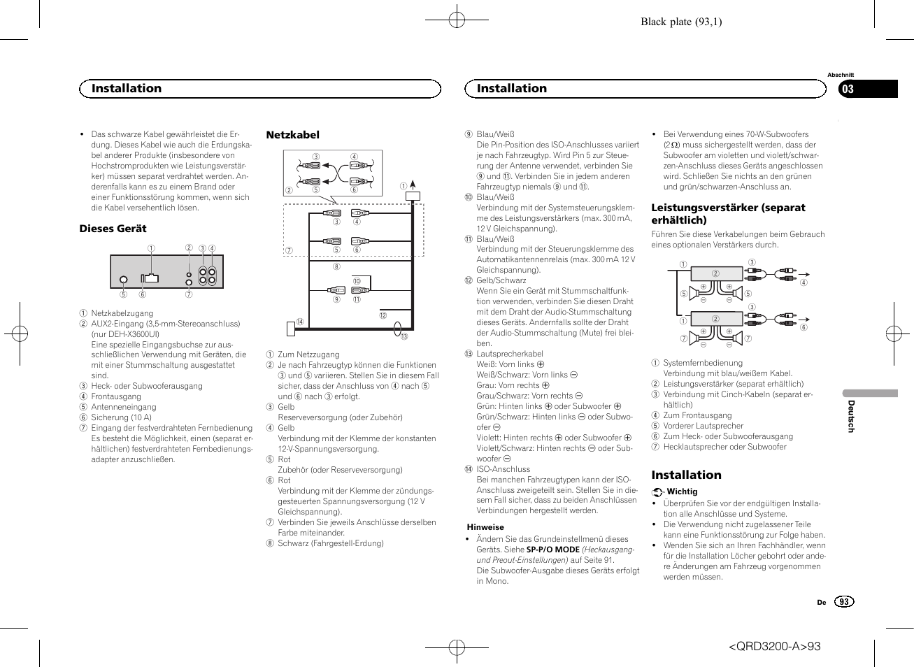 Installation | Pioneer DEH-2600UI User Manual | Page 93 / 148