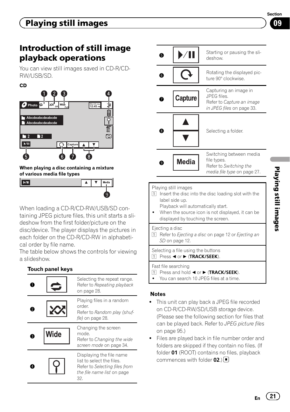 Operations, Introduction of still image playback operations, Playing still images | Pioneer AVH-P6300BT User Manual | Page 21 / 104