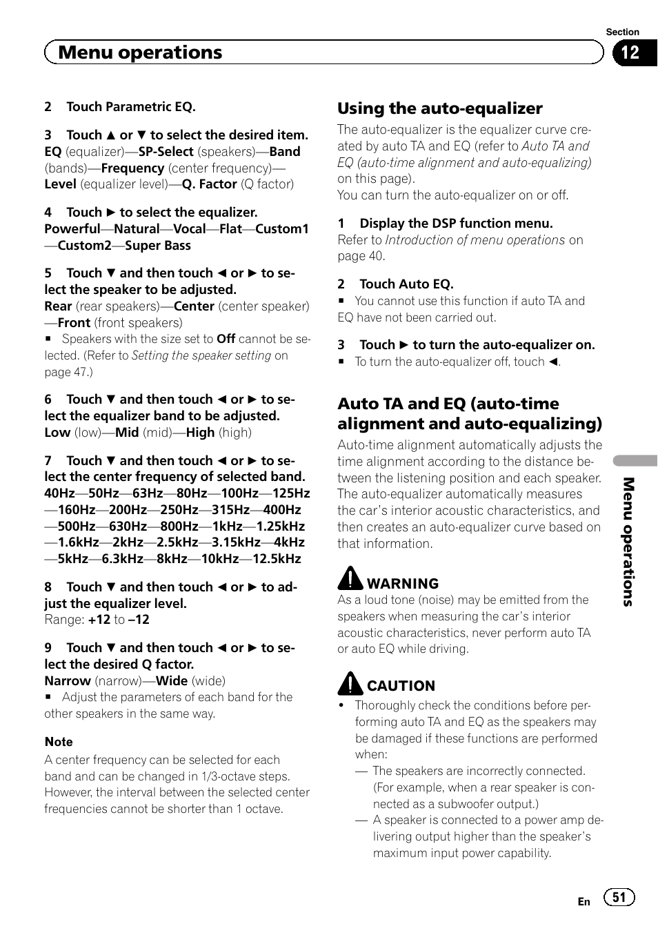 Menu operations, Using the auto-equalizer | Pioneer AVH-P6300BT User Manual | Page 51 / 104