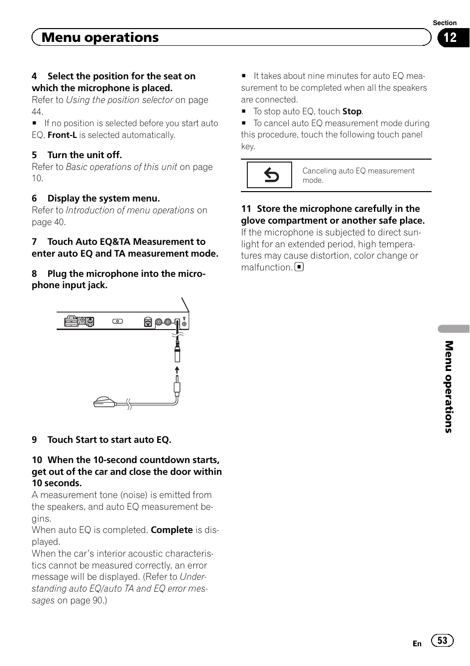 Menu operations | Pioneer AVH-P6300BT User Manual | Page 53 / 104