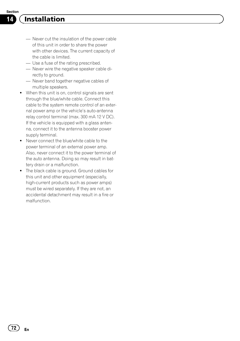 14 installation | Pioneer AVH-P6300BT User Manual | Page 72 / 104