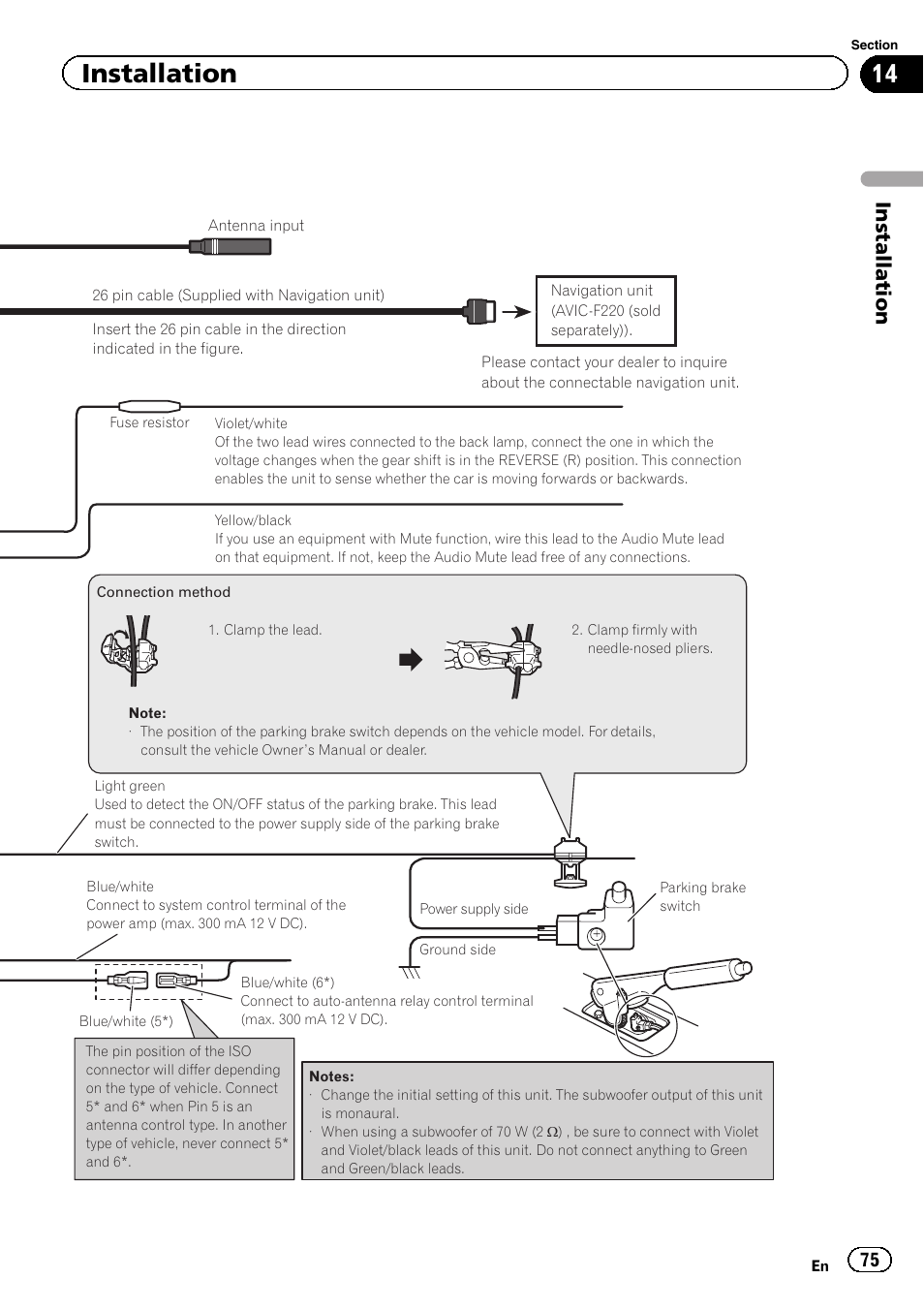 Installation | Pioneer AVH-P6300BT User Manual | Page 75 / 104