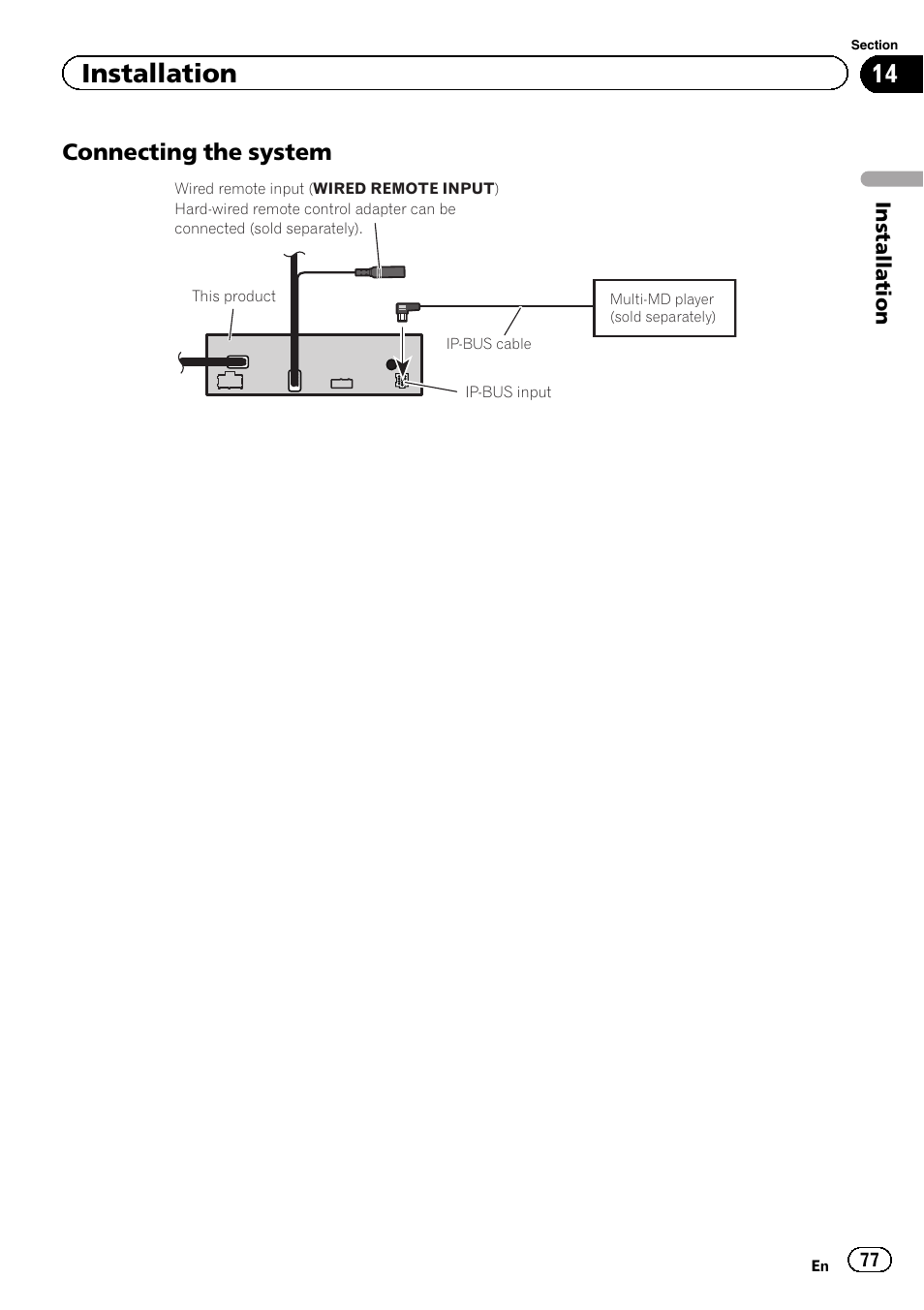 Installation, Connecting the system | Pioneer AVH-P6300BT User Manual | Page 77 / 104