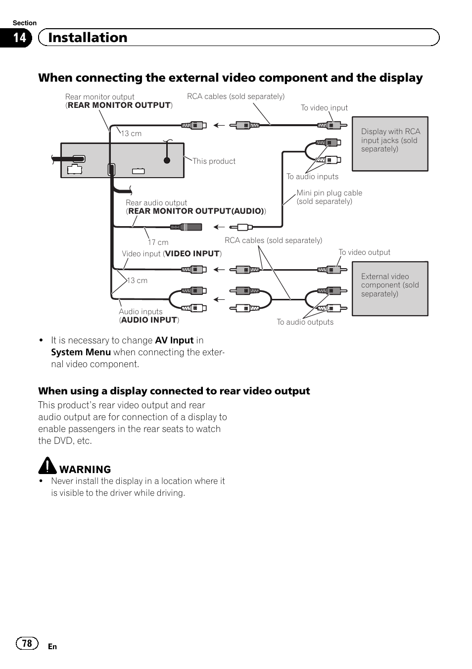 14 installation | Pioneer AVH-P6300BT User Manual | Page 78 / 104