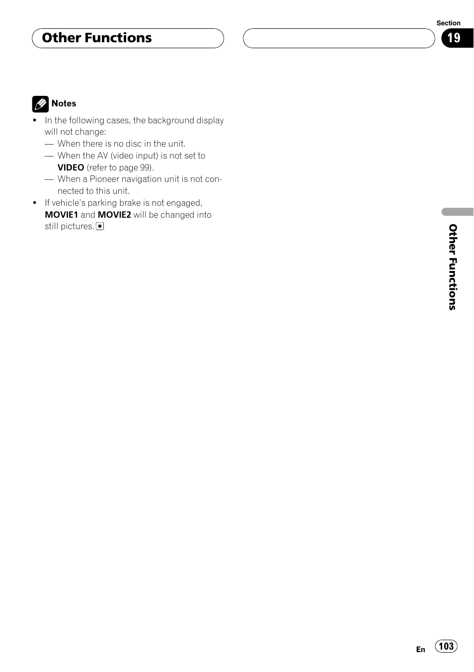 Other functions | Pioneer AVH-P7500DVDII User Manual | Page 103 / 119