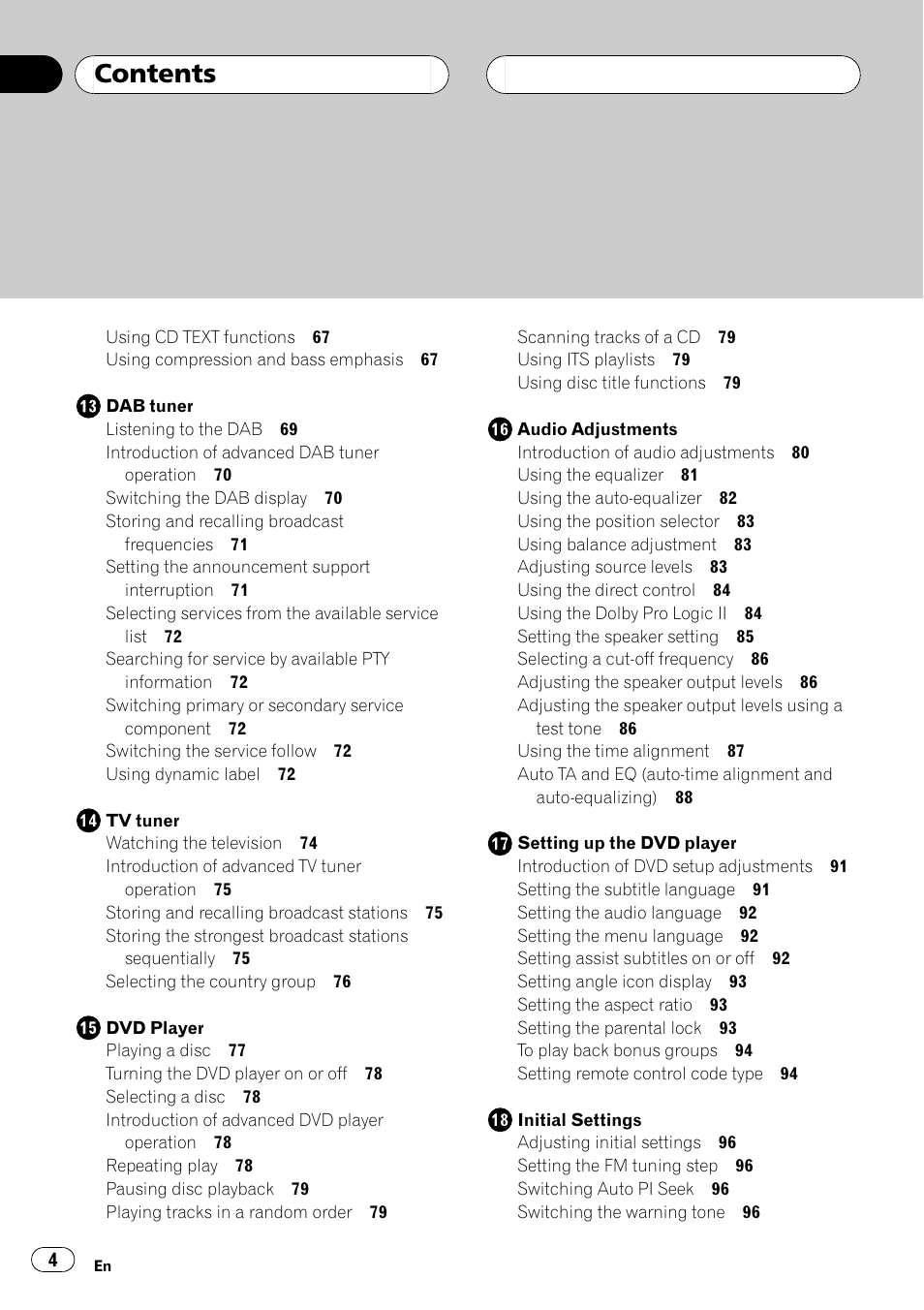 Pioneer AVH-P7500DVDII User Manual | Page 4 / 119