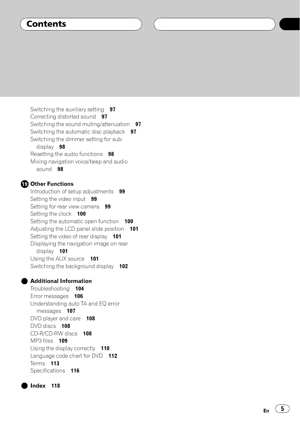 Pioneer AVH-P7500DVDII User Manual | Page 5 / 119