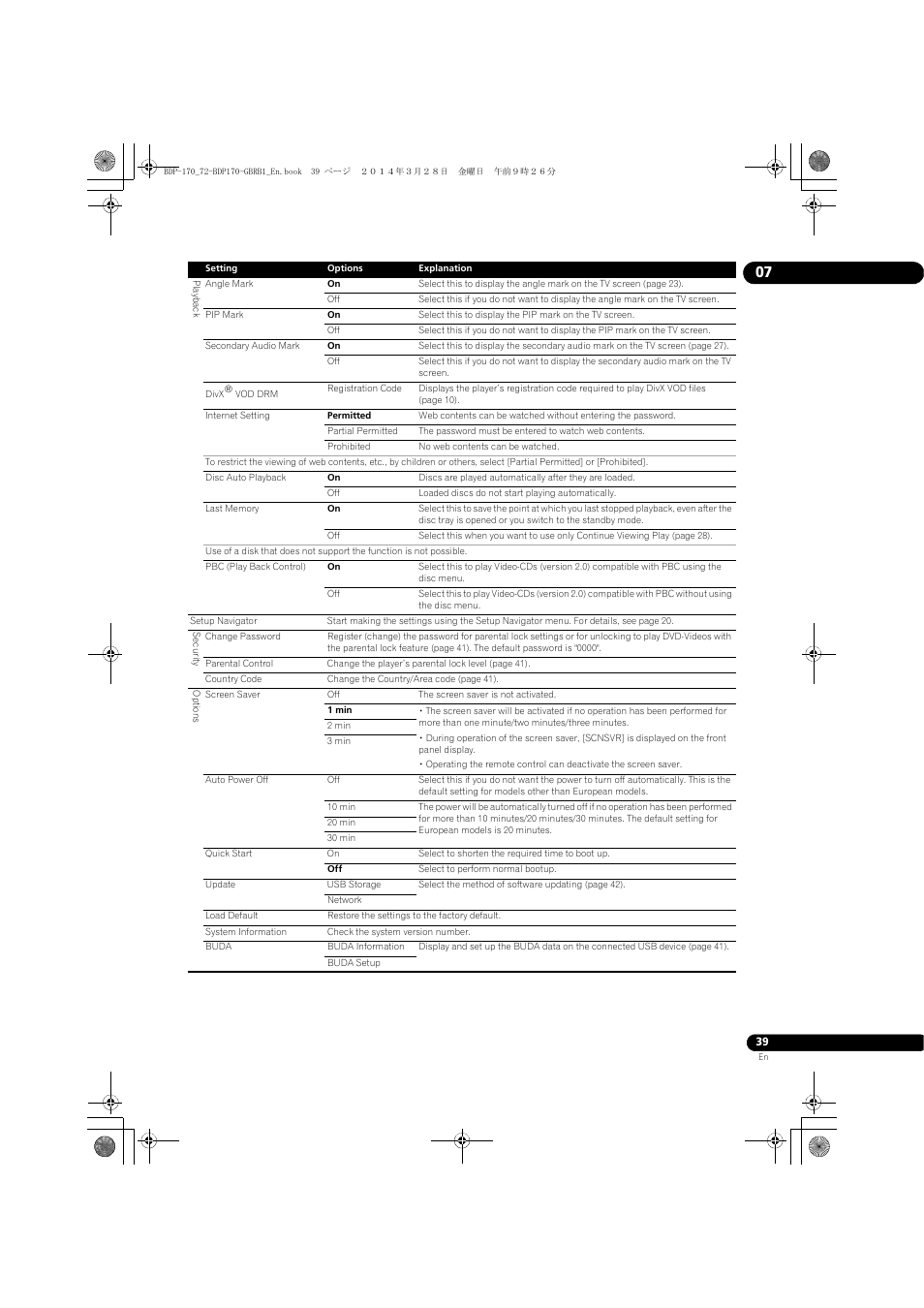 Pioneer BDP-170-W User Manual | Page 39 / 64