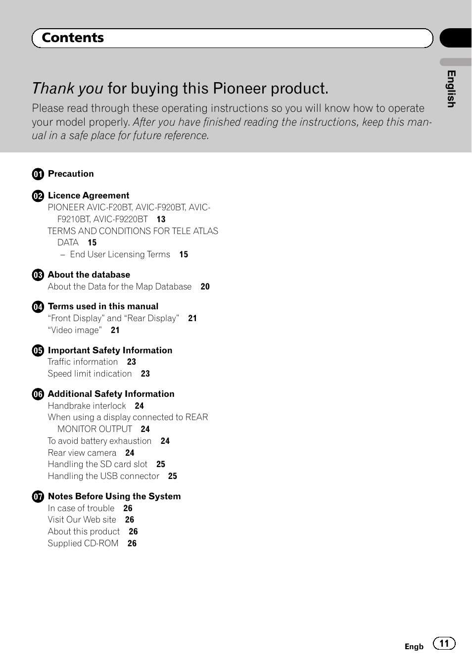 Pioneer AVIC-F920BT User Manual | Page 11 / 120
