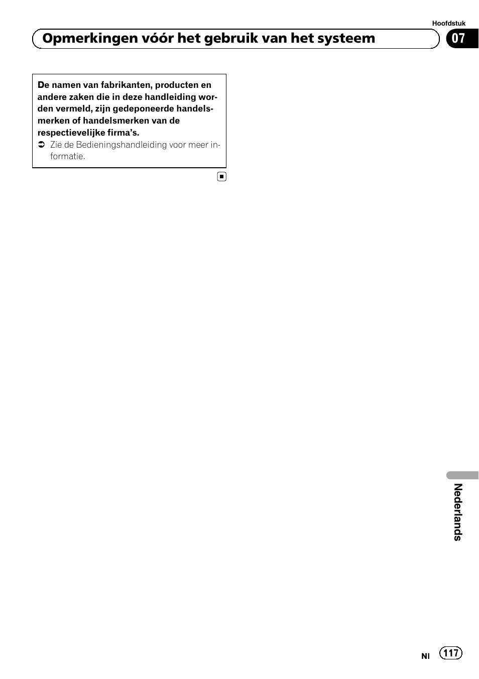 07 opmerkingen vóór het gebruik van het systeem | Pioneer AVIC-F920BT User Manual | Page 117 / 120