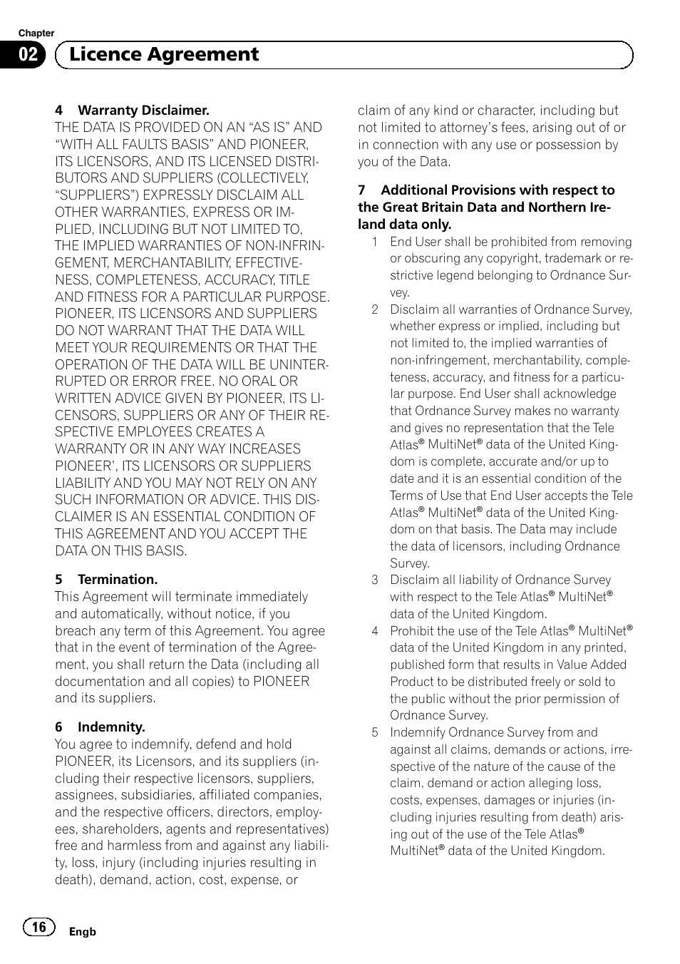 02 licence agreement | Pioneer AVIC-F920BT User Manual | Page 16 / 120
