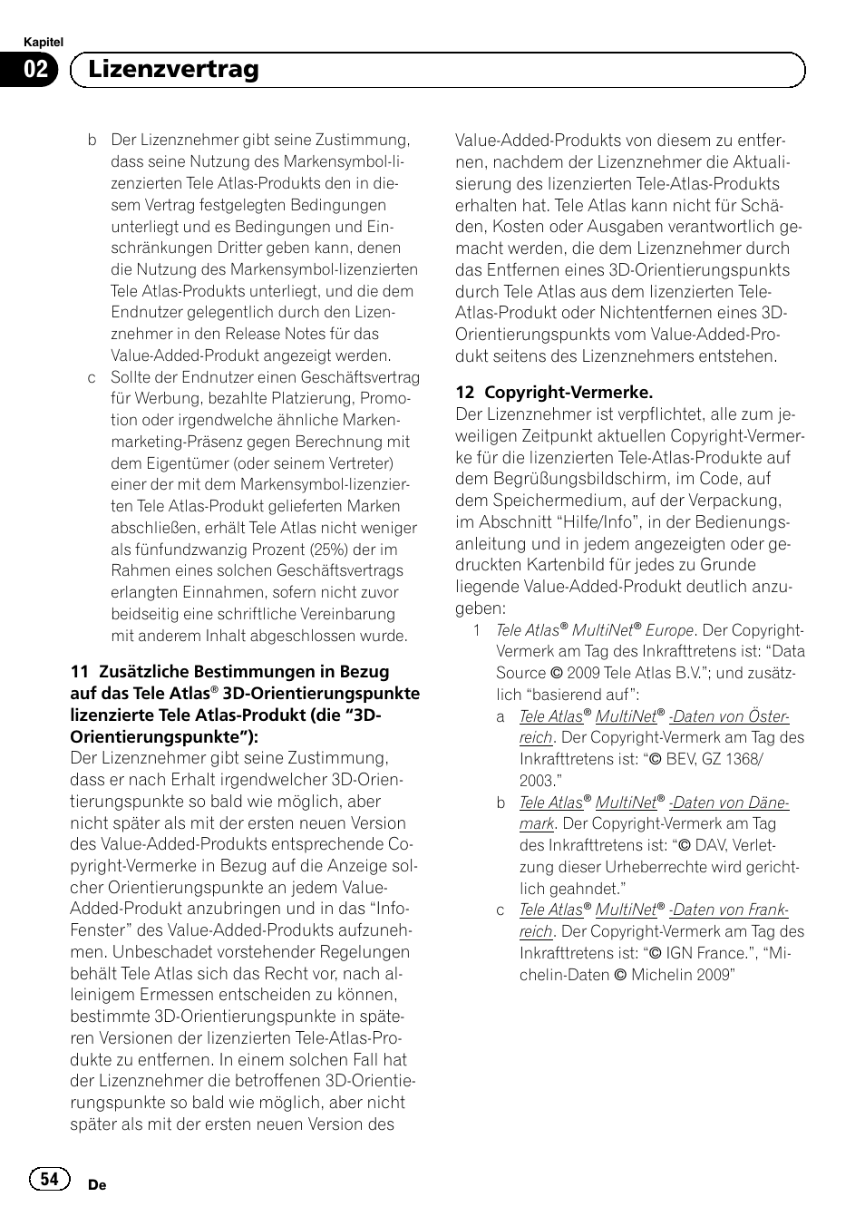 02 lizenzvertrag | Pioneer AVIC-F920BT User Manual | Page 54 / 120