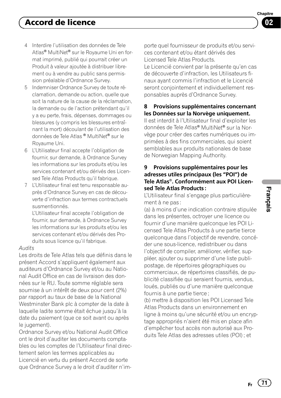 02 accord de licence | Pioneer AVIC-F920BT User Manual | Page 71 / 120