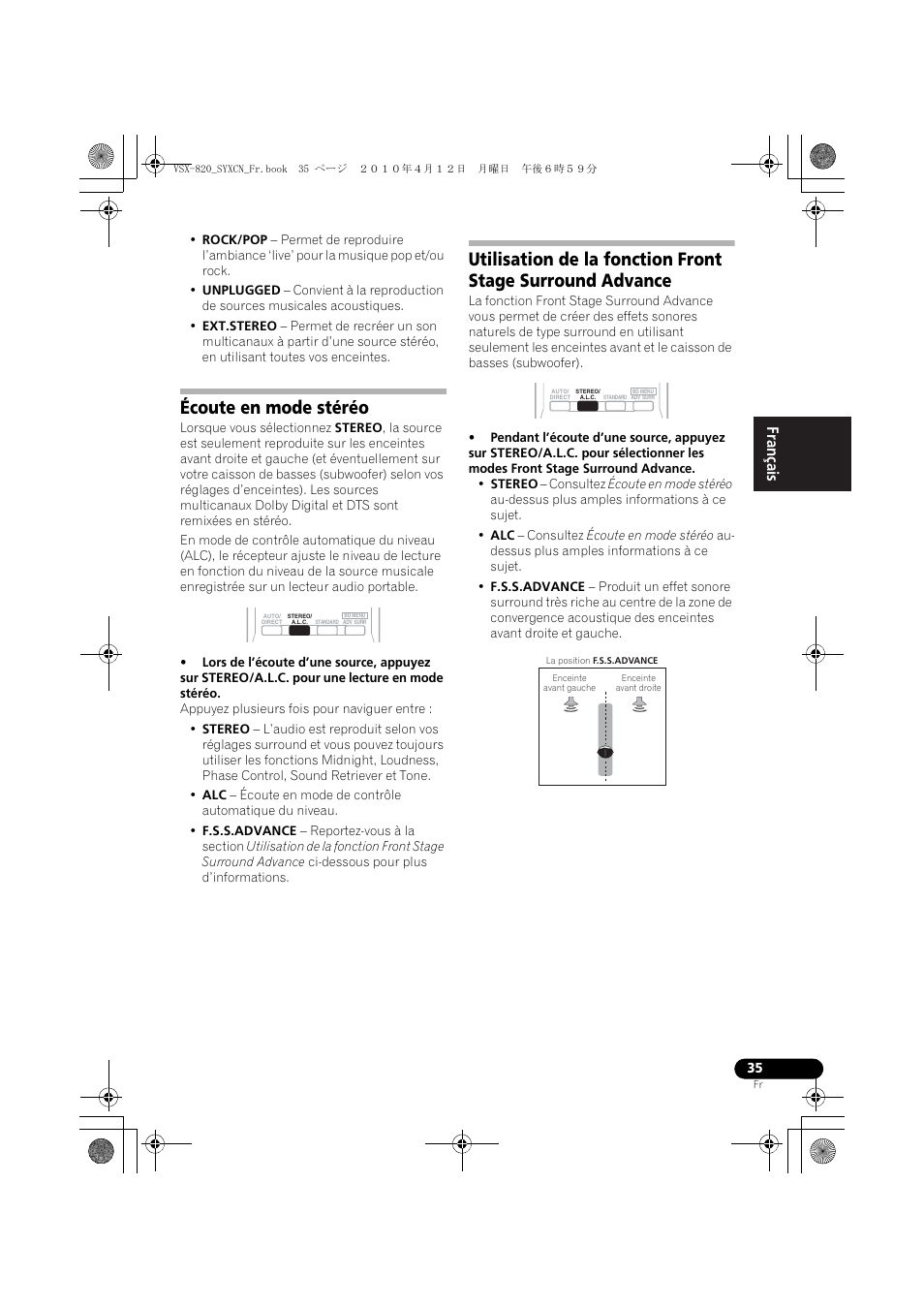 Écoute en mode stéréo | Pioneer VSX-820-K User Manual | Page 115 / 244