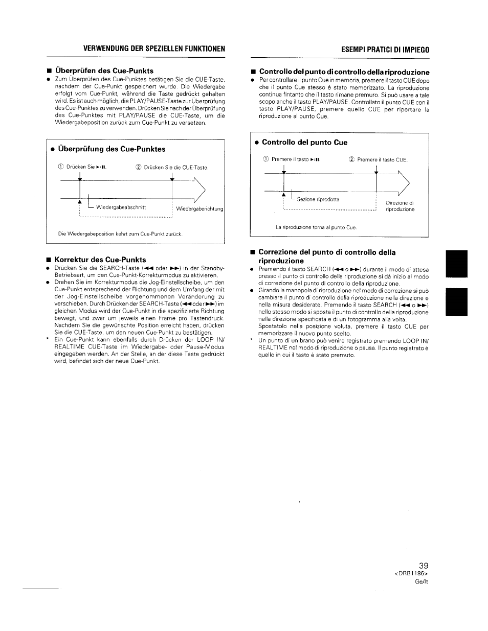 Überprüfen des cue-punkts, Korrektur des cue-punkts | Pioneer CDJ-500II User Manual | Page 39 / 91