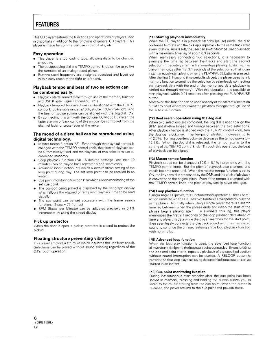 Easy operation, Pick up protector, Floating structure preventing vibration | Basic operation | Pioneer CDJ-500II User Manual | Page 6 / 91