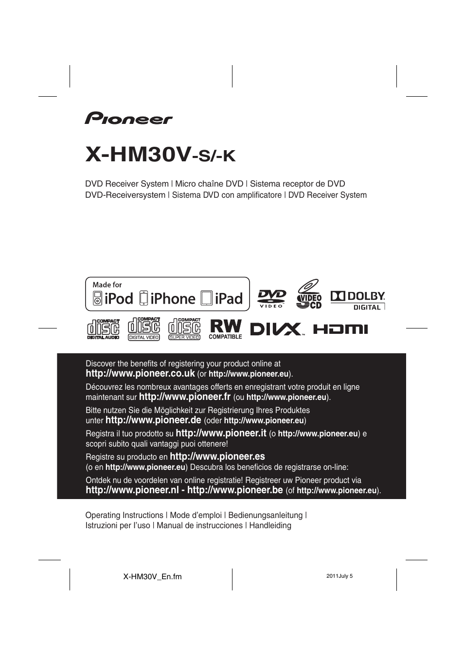 Pioneer X-HM30V-S User Manual | 268 pages