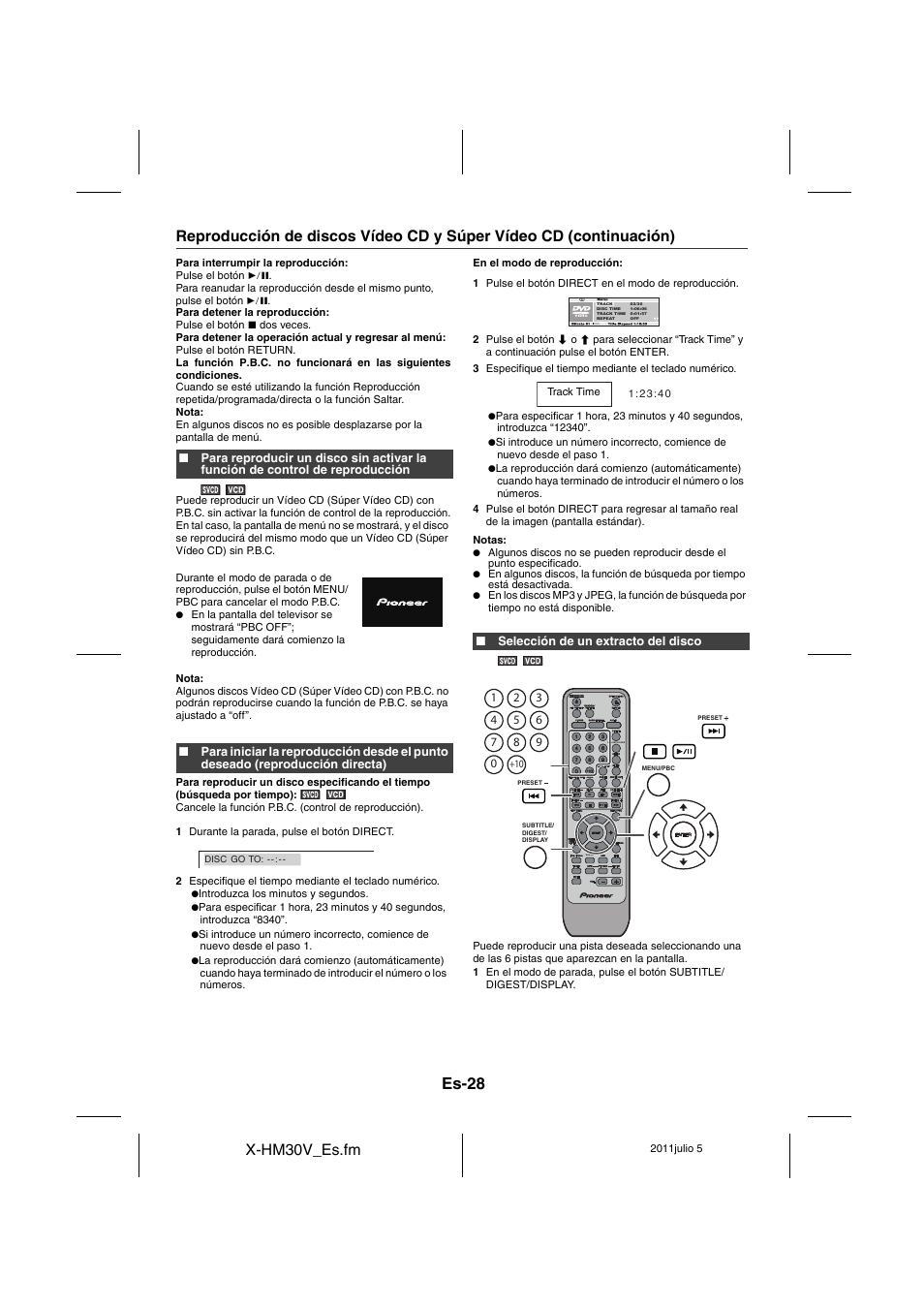Es-28, X-hm30v_es.fm | Pioneer X-HM30V-S User Manual | Page 116 / 268