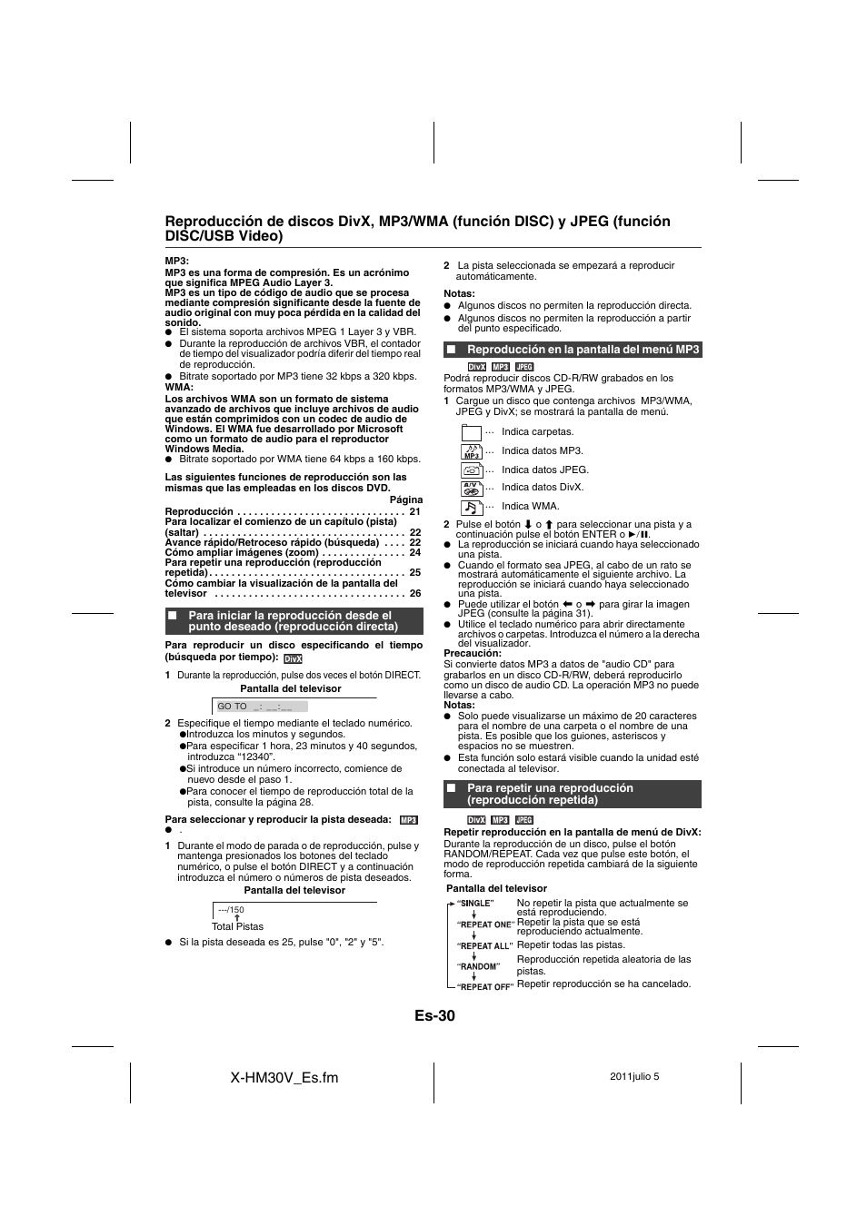 Jpeg (función disc/usb video) - 32, Es-30, X-hm30v_es.fm | Pioneer X-HM30V-S User Manual | Page 118 / 268