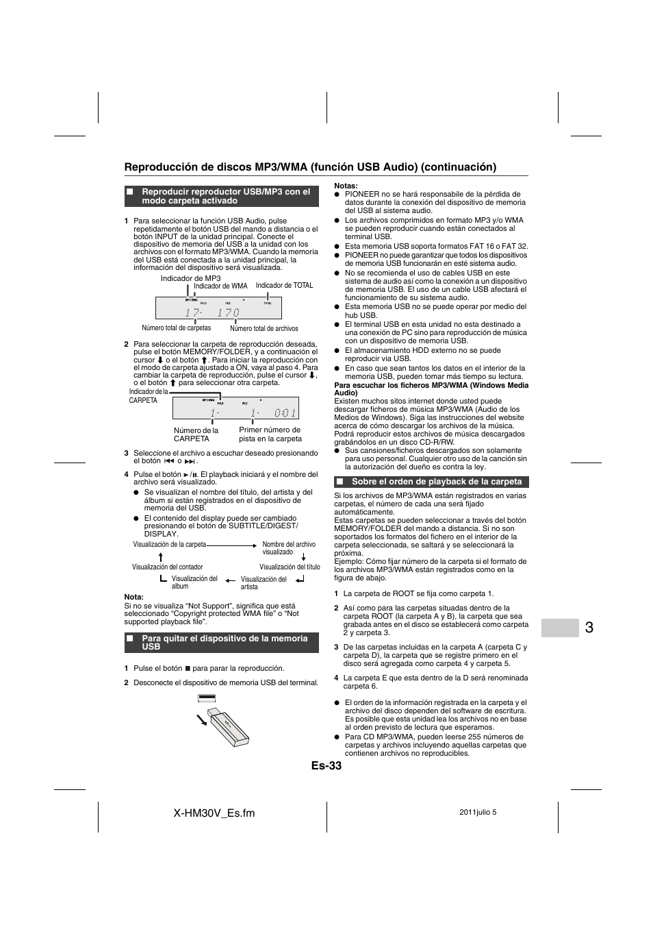 Es-33, X-hm30v_es.fm | Pioneer X-HM30V-S User Manual | Page 121 / 268
