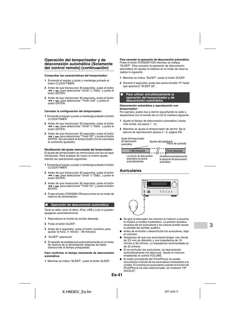 Auriculares, Es-41 | Pioneer X-HM30V-S User Manual | Page 129 / 268