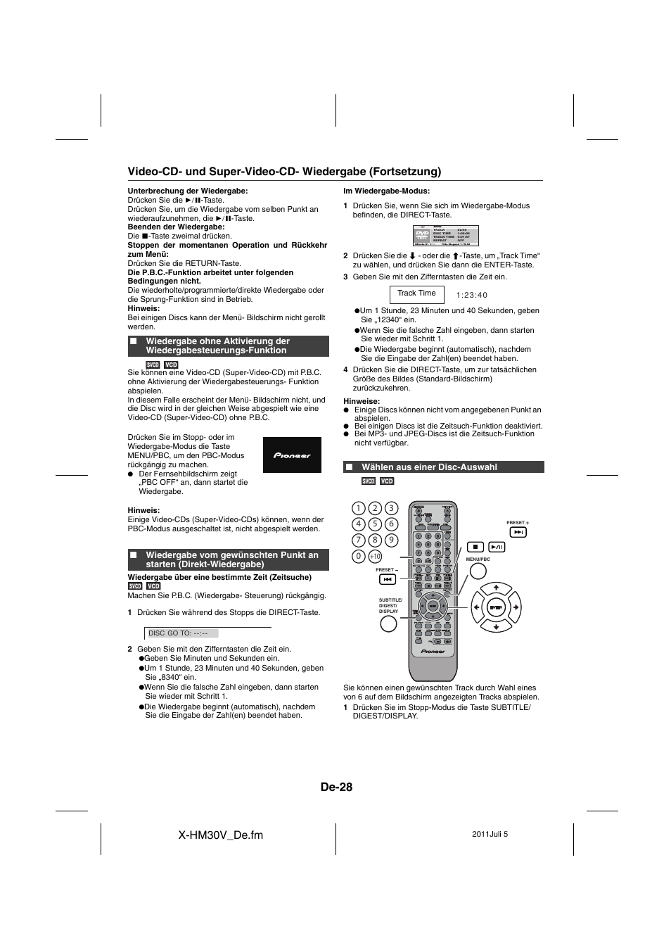 De-28, X-hm30v_de.fm | Pioneer X-HM30V-S User Manual | Page 160 / 268