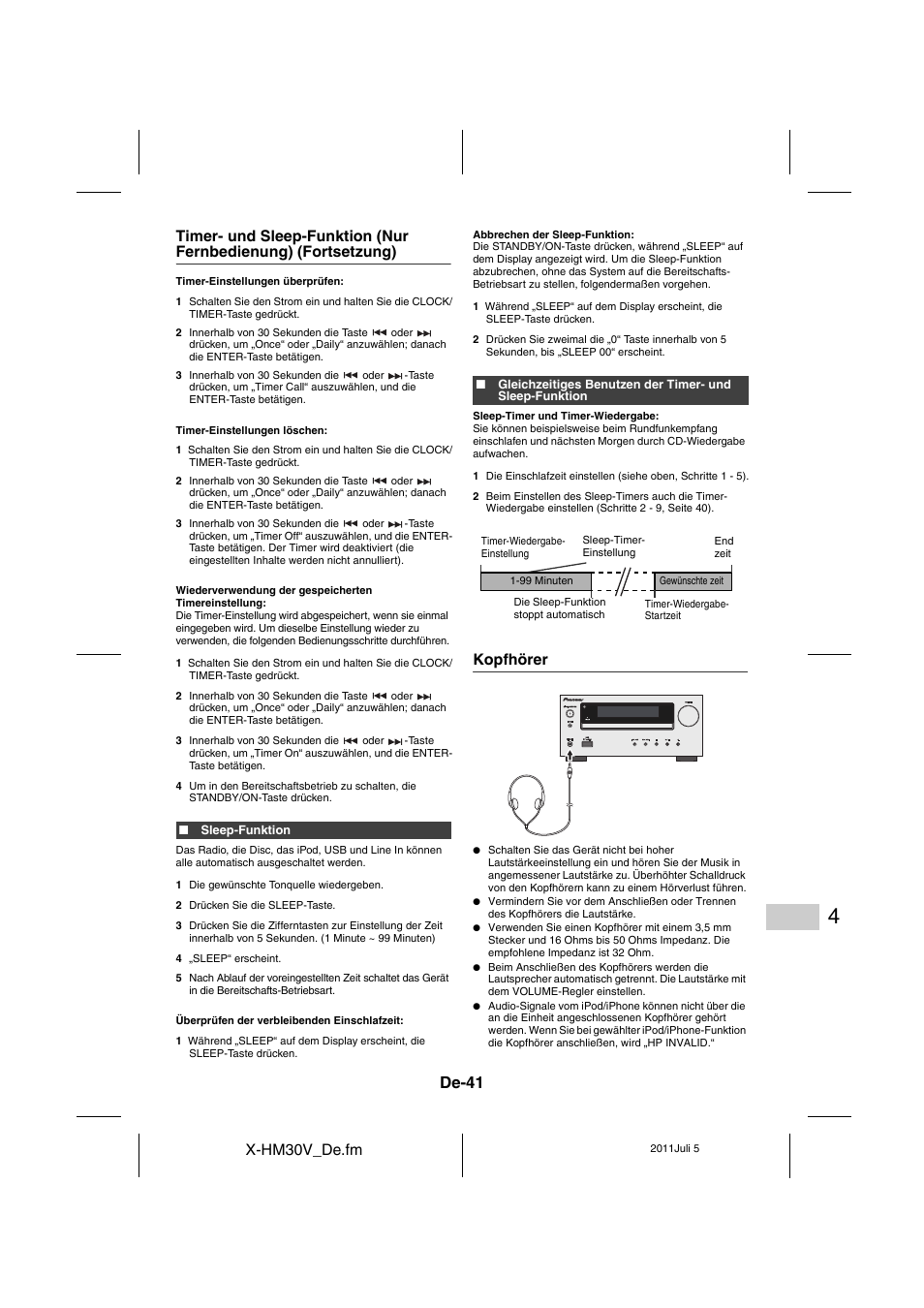Kopfhörer, De-41 | Pioneer X-HM30V-S User Manual | Page 173 / 268