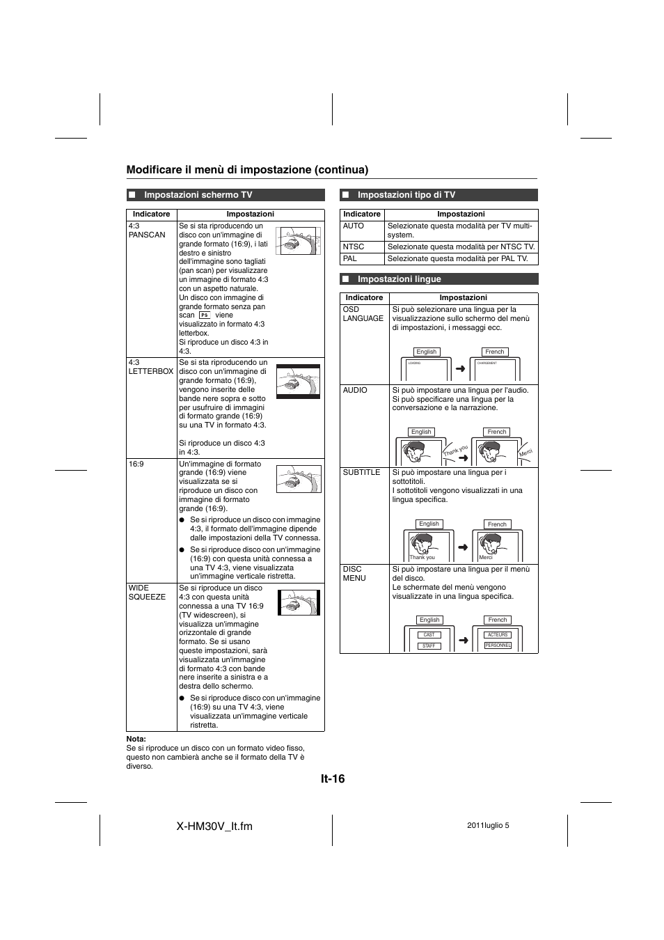 It-16, X-hm30v_it.fm, Modificare il menù di impostazione (continua) | Pioneer X-HM30V-S User Manual | Page 192 / 268