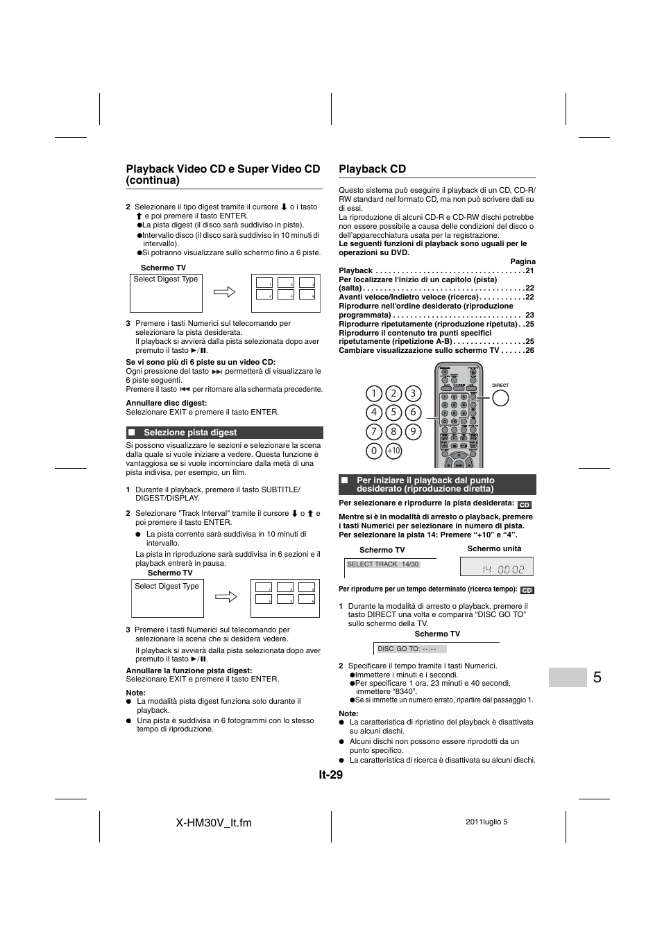Playback cd, It-29, X-hm30v_it.fm | Playback video cd e super video cd (continua) | Pioneer X-HM30V-S User Manual | Page 205 / 268