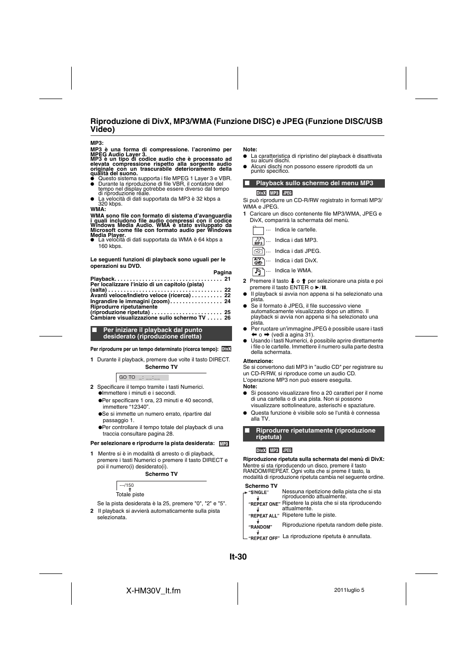 Funzione disc/usb video) - 32, It-30 | Pioneer X-HM30V-S User Manual | Page 206 / 268