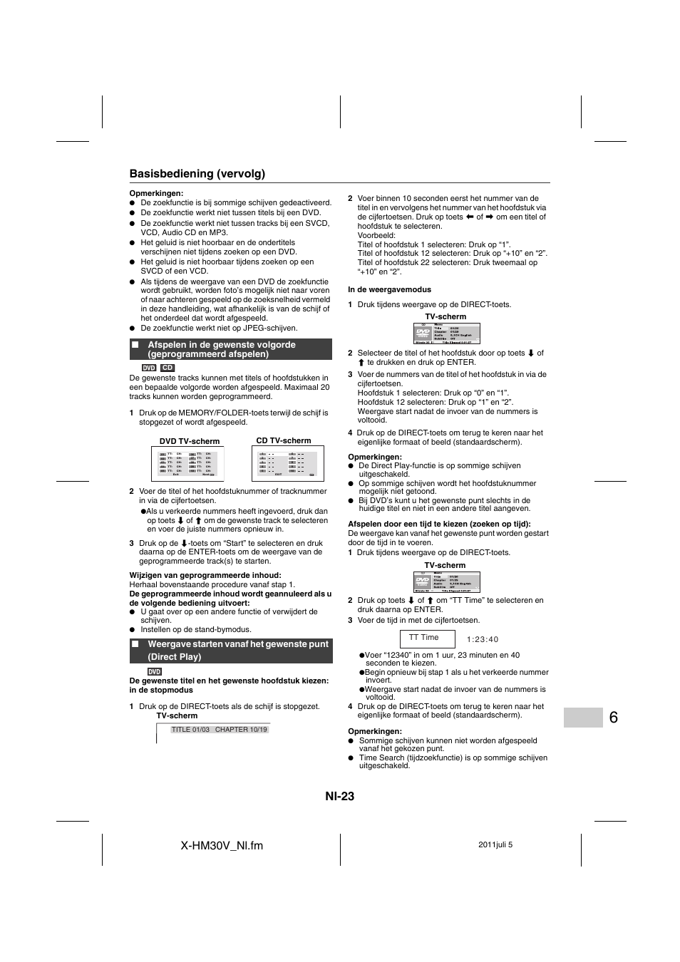 Nl-23, X-hm30v_nl.fm, Basisbediening (vervolg) | Pioneer X-HM30V-S User Manual | Page 243 / 268
