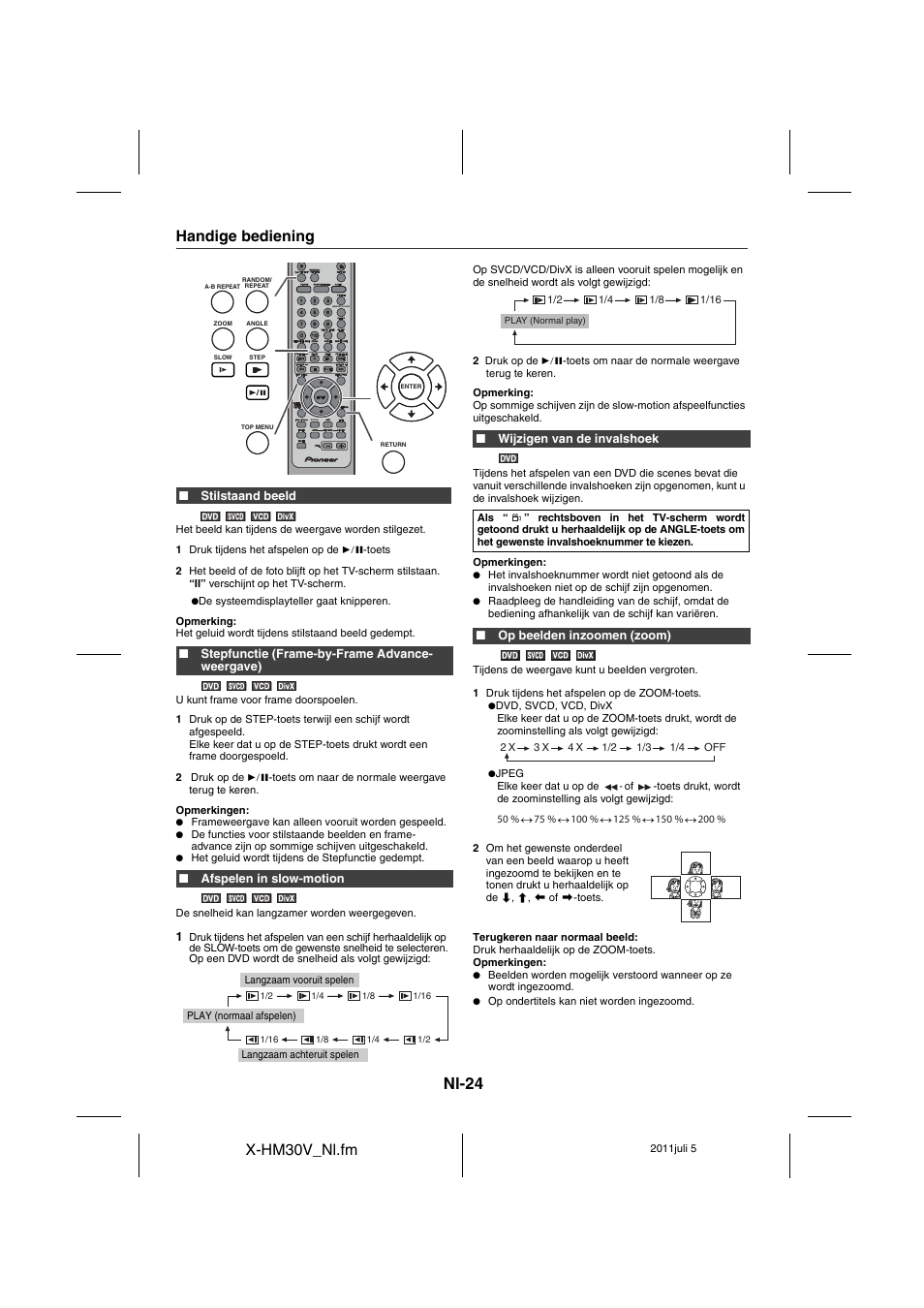 Handige bediening - 26, Nl-24, X-hm30v_nl.fm | Handige bediening | Pioneer X-HM30V-S User Manual | Page 244 / 268