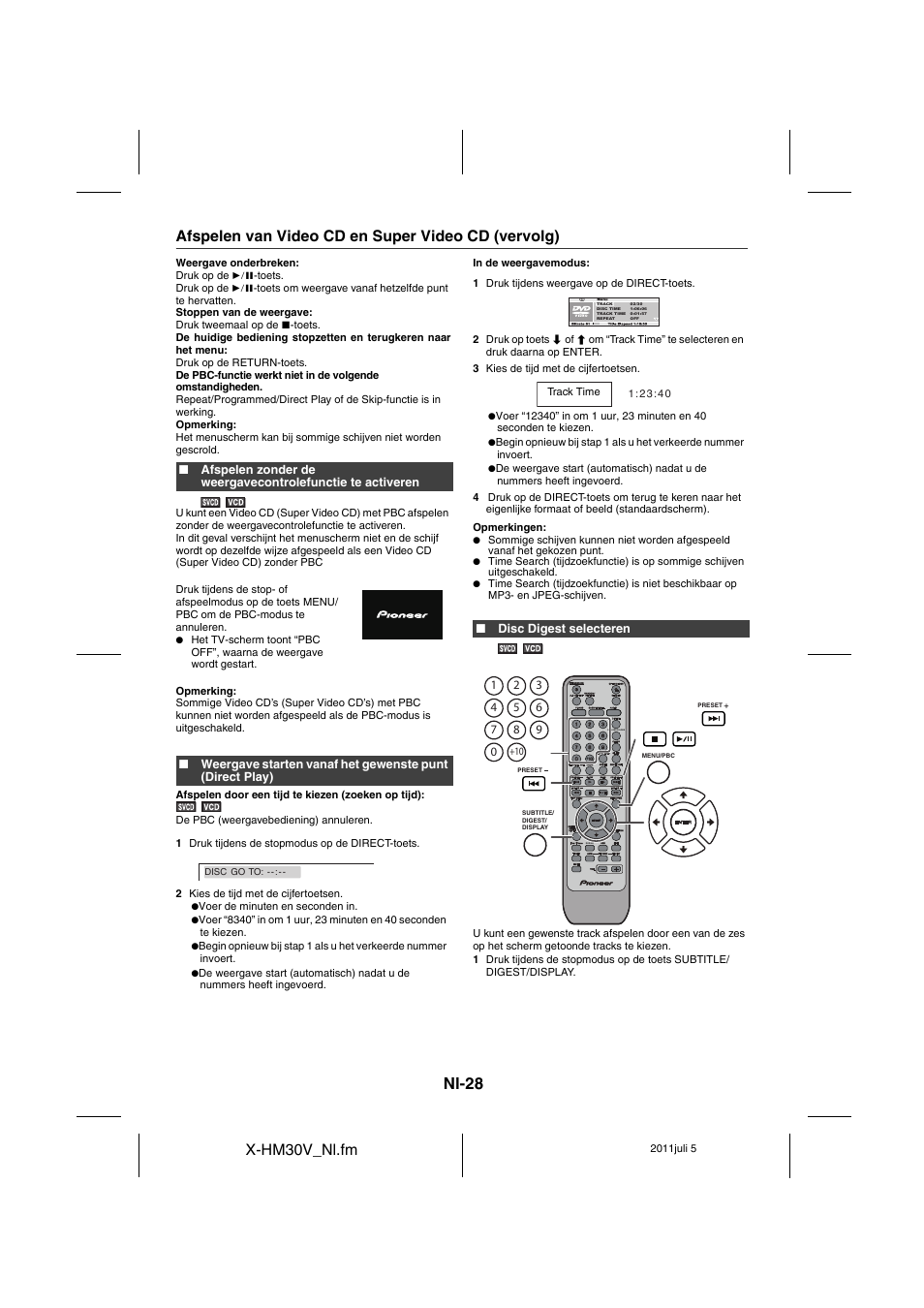 Nl-28, X-hm30v_nl.fm, Afspelen van video cd en super video cd (vervolg) | Pioneer X-HM30V-S User Manual | Page 248 / 268